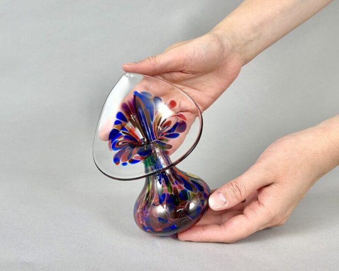 hand blown multi color vase from glasblaeserei heimbach germany 3