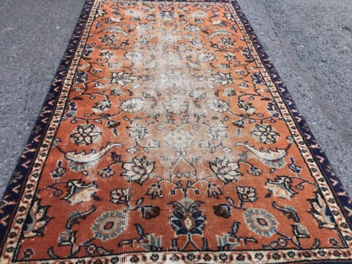 handmade anatolian rug with flowers 1970s 2862