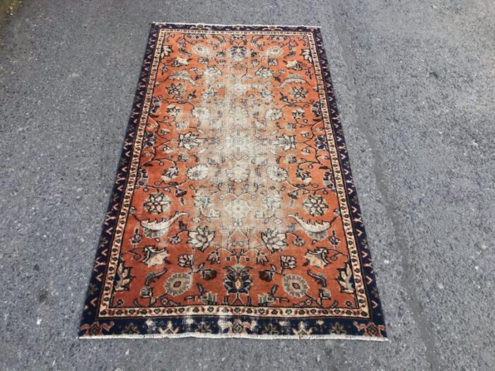 handmade anatolian rug with flowers 1970s 5069