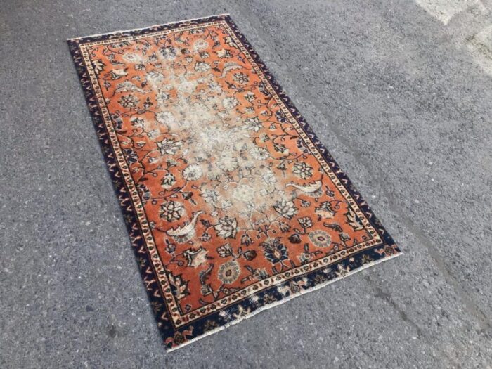 handmade anatolian rug with flowers 1970s 8100