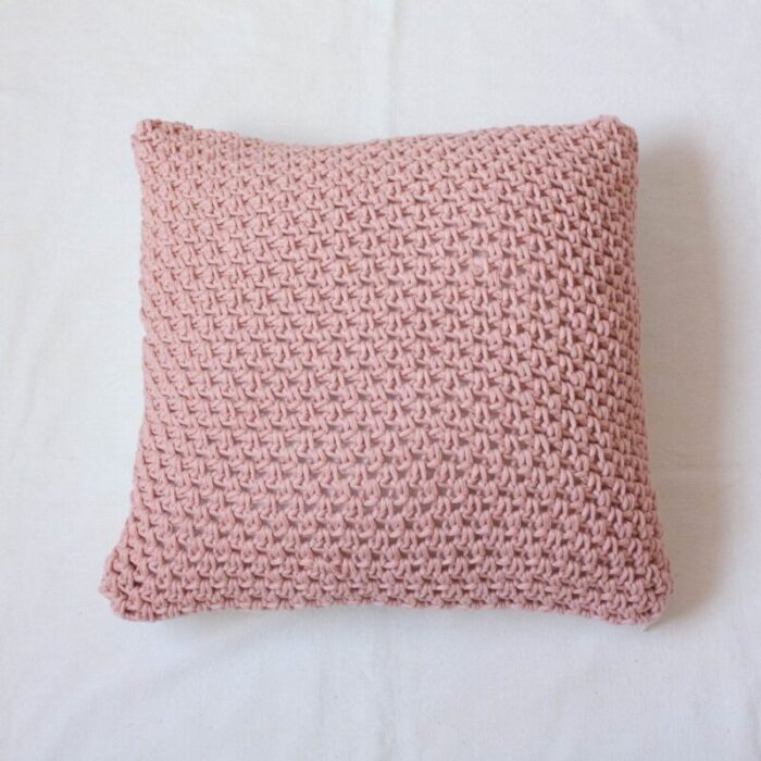 handmade crochet textures pillow in dusty pink by com raiz 1