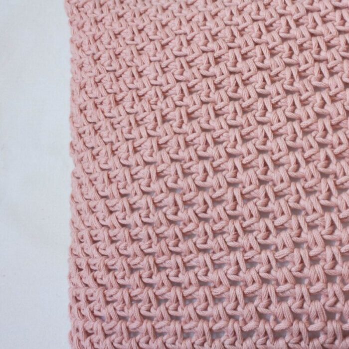 handmade crochet textures pillow in dusty pink by com raiz 4