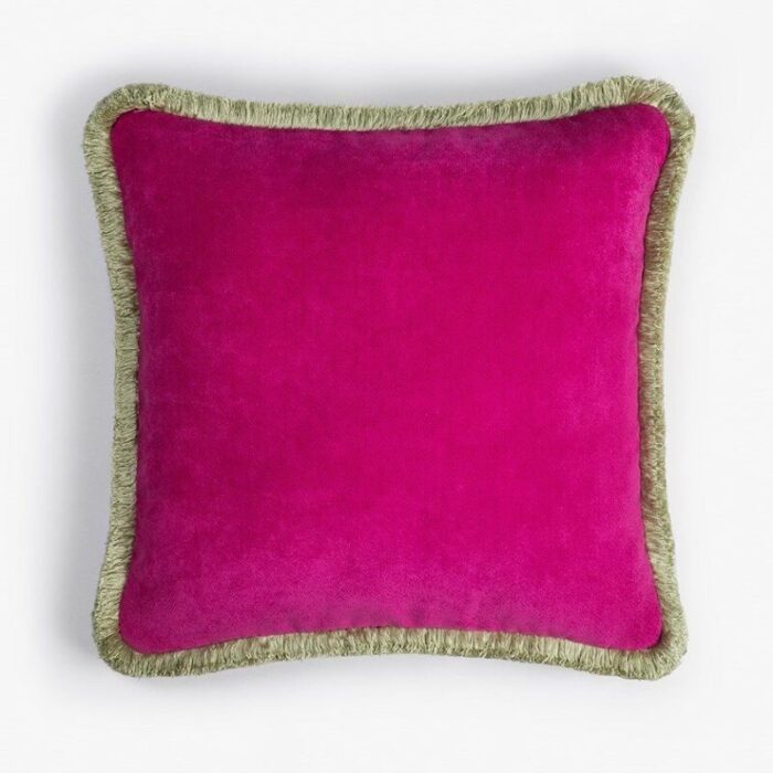 happy pillow in fuchsia and light green from lo decor 1