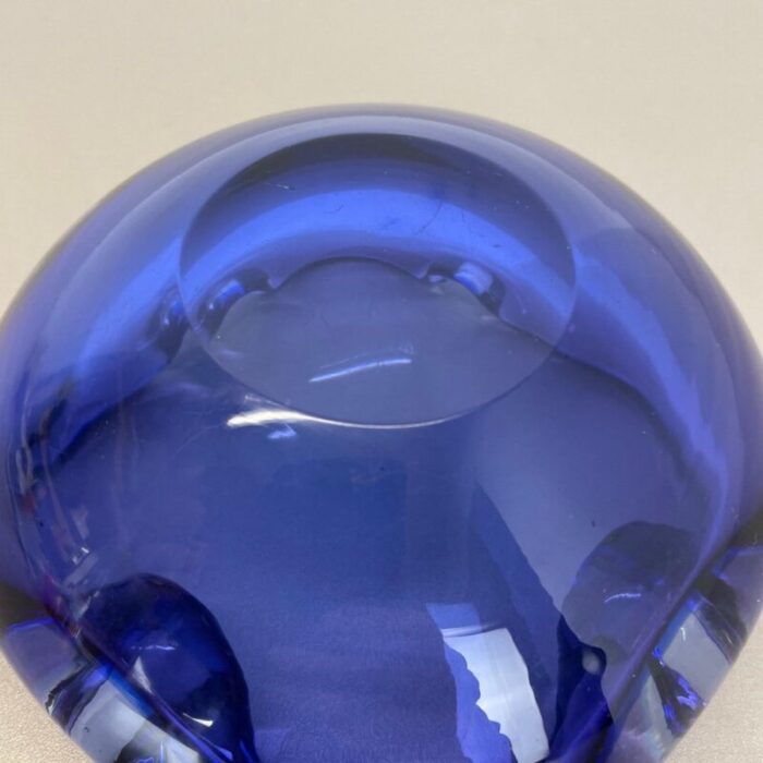 heavy blue murano glass shell bowl or ashtray italy 1970s 16