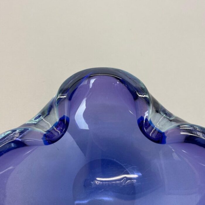 heavy blue murano glass shell bowl or ashtray italy 1970s 8