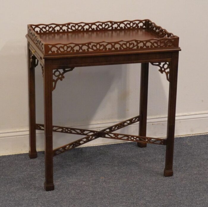 heritage furniture heirloom collection bookmatched flame mahogany traditional style 29x18 accent end tea table 9394