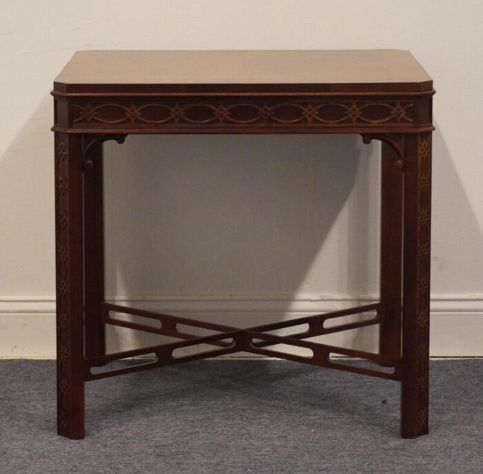 high end traditional chippendale style banded mahogany 27 accent end table 7453