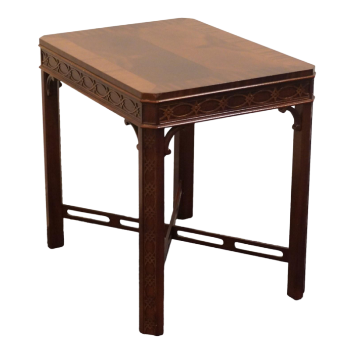 high end traditional chippendale style banded mahogany 27 accent end table 7636