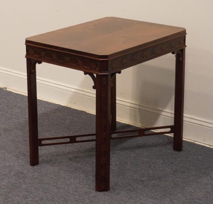 high end traditional chippendale style banded mahogany 27 accent end table 8868