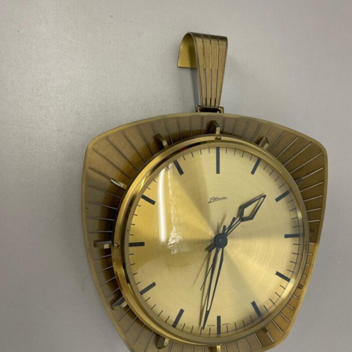 hollywood regency german brass wall clock from atlanta kienzle 1950s 4