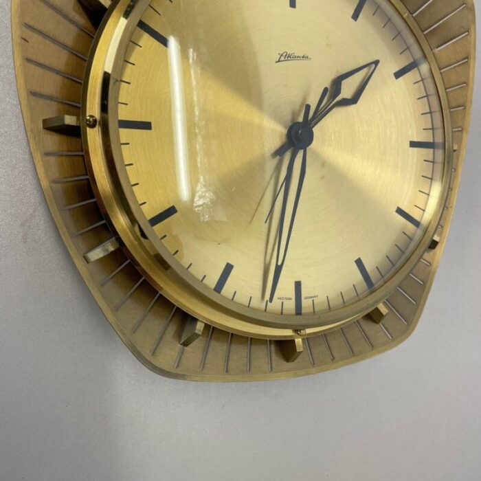 hollywood regency german brass wall clock from atlanta kienzle 1950s 7