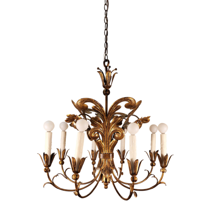 hollywood regency italian tole chandelier 2209