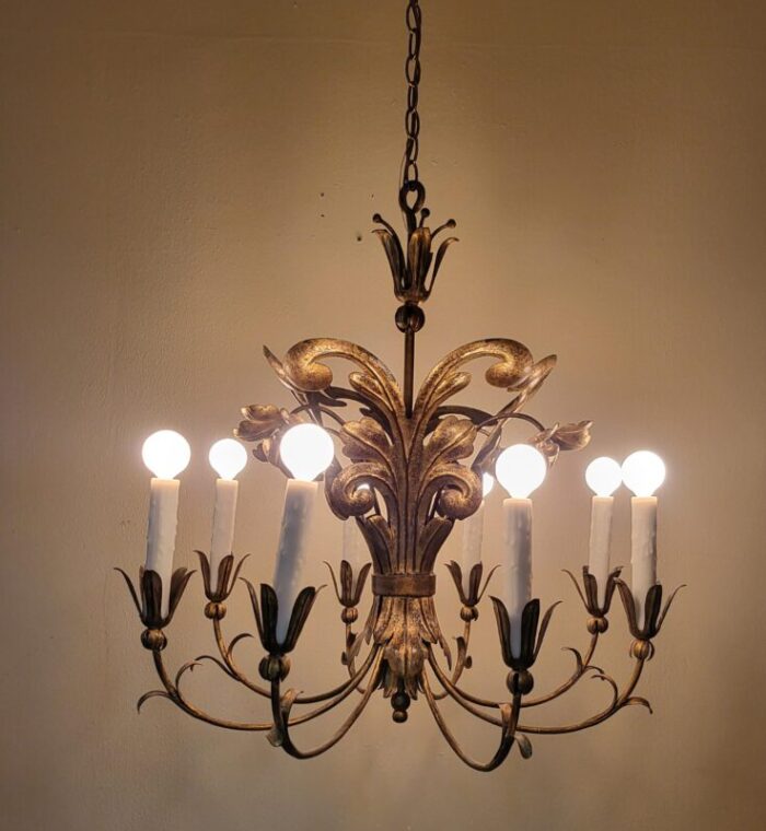 hollywood regency italian tole chandelier 8411