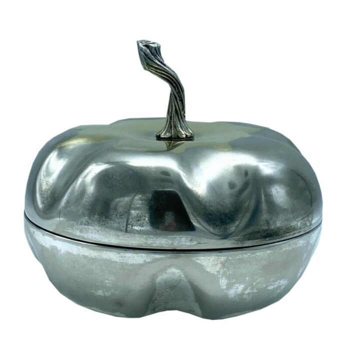 hone silver plate decorative box pumpkin 1970s 6