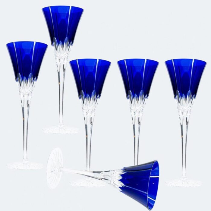 hungarian blue ajka crystal glasses 1960 set of 6 2