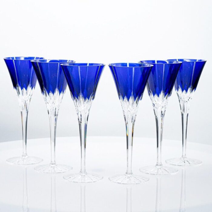 hungarian blue ajka crystal glasses 1960 set of 6 3