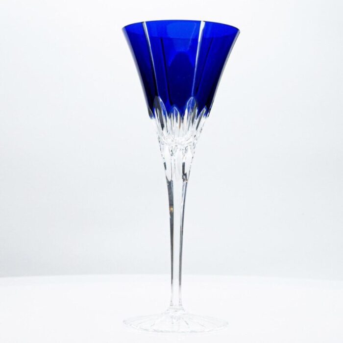 hungarian blue ajka crystal glasses 1960 set of 6 4