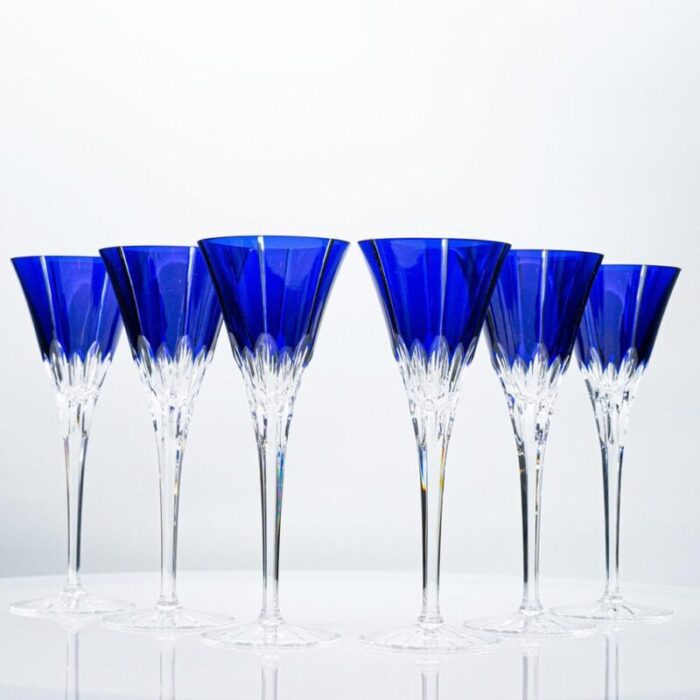 hungarian blue ajka crystal glasses 1960 set of 6 8