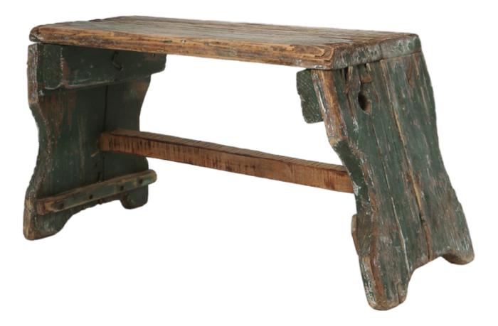 industrial green wooden stool france 1900s 1236