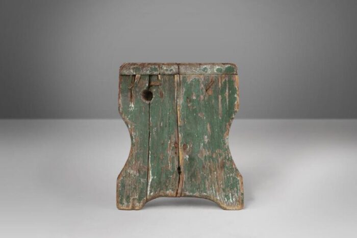 industrial green wooden stool france 1900s 1468