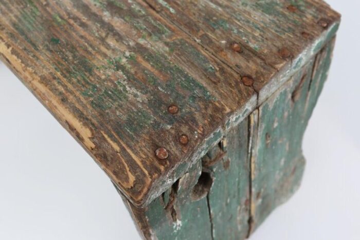 industrial green wooden stool france 1900s 1969