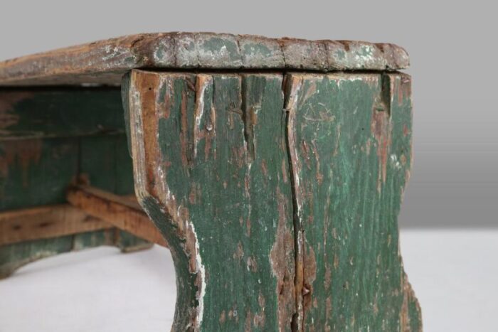 industrial green wooden stool france 1900s 2392