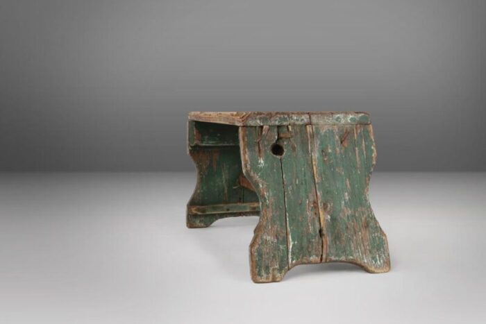 industrial green wooden stool france 1900s 3231