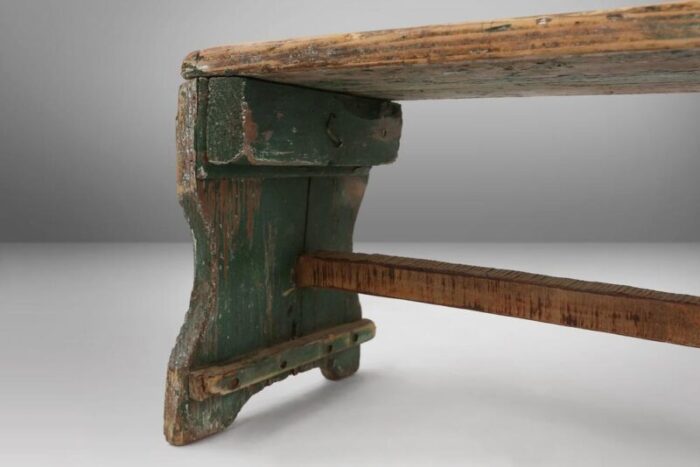 industrial green wooden stool france 1900s 3520