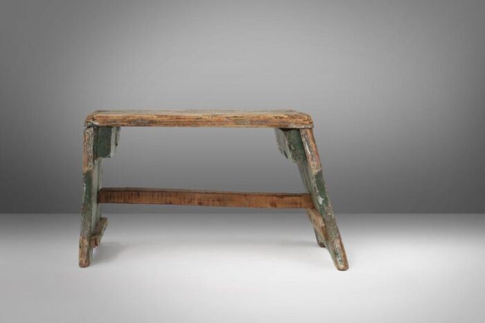 industrial green wooden stool france 1900s 4314