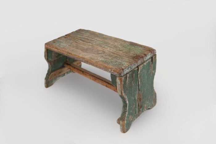 industrial green wooden stool france 1900s 6774