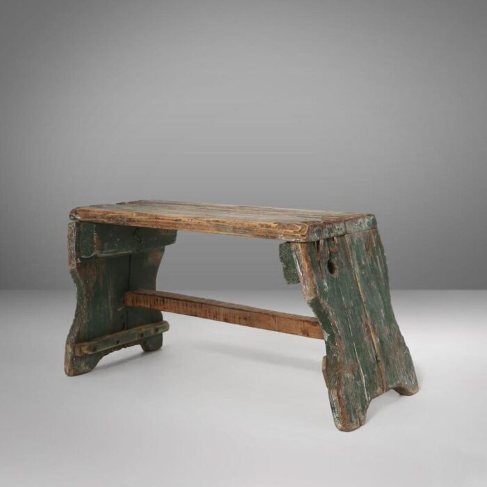 industrial green wooden stool france 1900s 9157