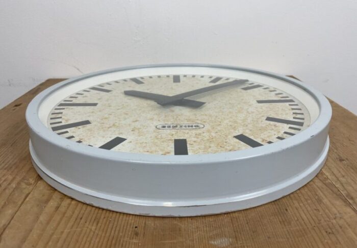 industrial grey wall clock from benzing 1960s 10