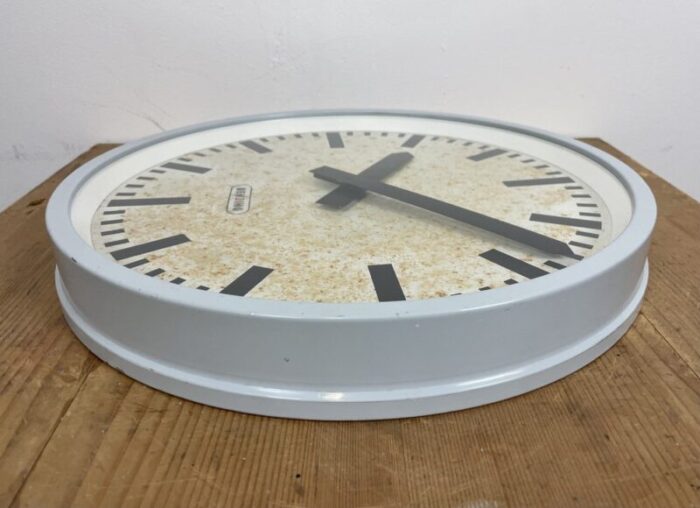 industrial grey wall clock from benzing 1960s 12