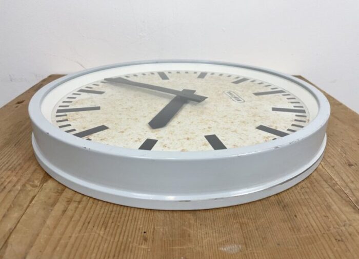 industrial grey wall clock from benzing 1960s 6