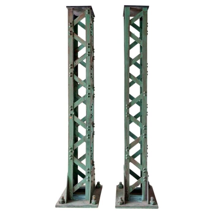 industrial patinated mdf riveted movie props columns set of 2 1