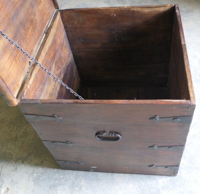 iron banded walnut chest 1