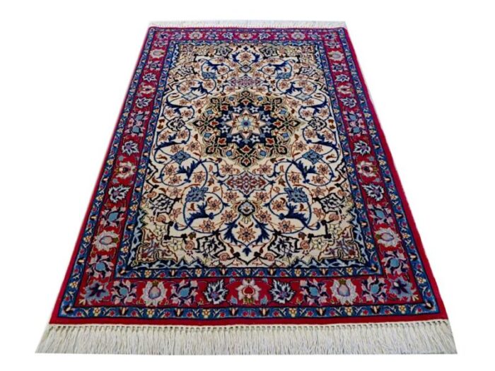 isfahan silk and wool rug 1980s 6