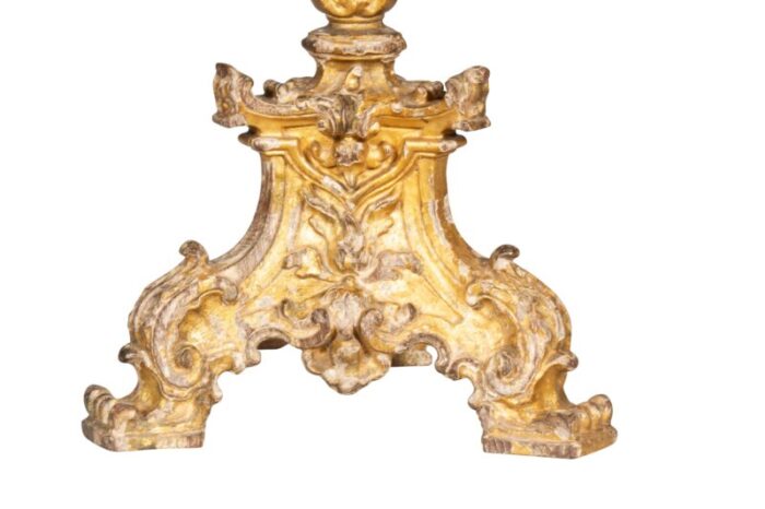 italian baroque giltwood candlesticks a pair 9689