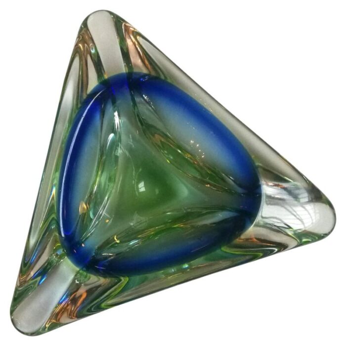 italian blue and green murano glass ashtray from the sommersi series 1950s 1