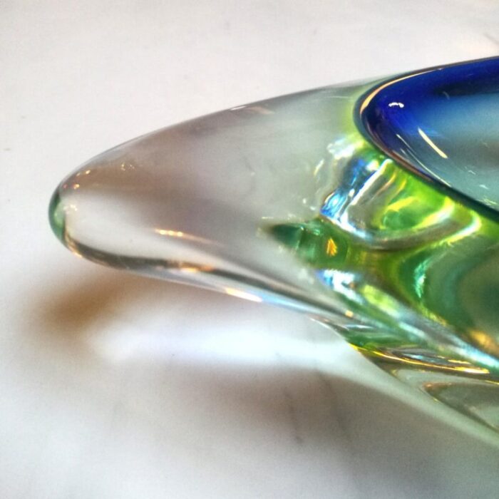 italian blue and green murano glass ashtray from the sommersi series 1950s 4