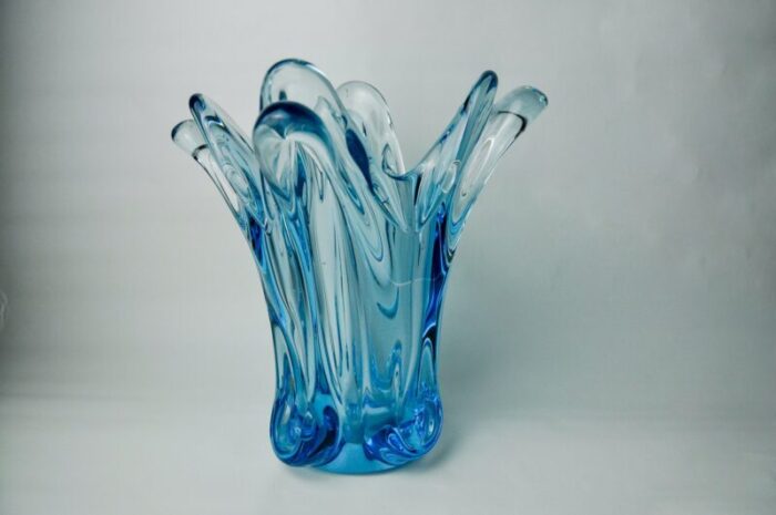 italian blue vase in murano glass from seguso 1970 1