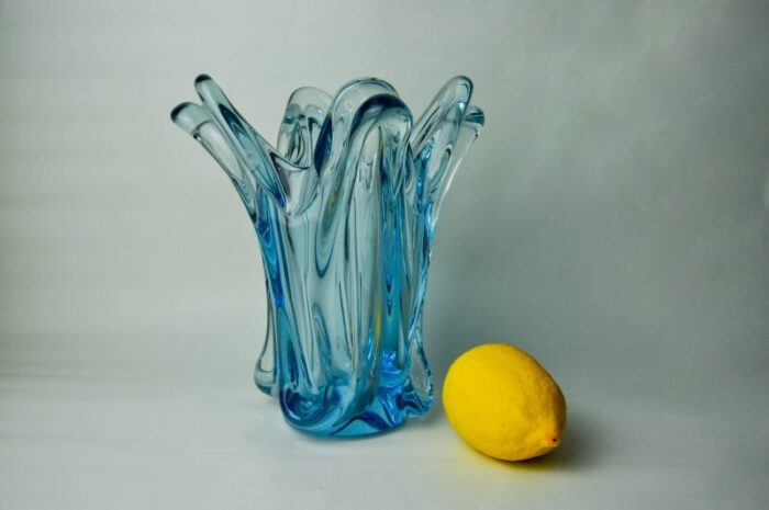 italian blue vase in murano glass from seguso 1970 2