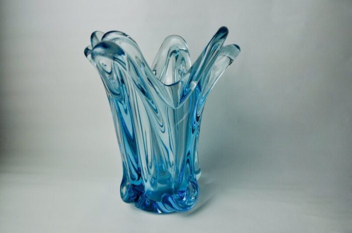 italian blue vase in murano glass from seguso 1970 3