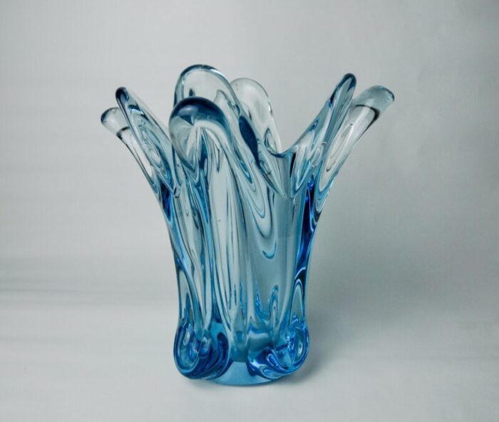 italian blue vase in murano glass from seguso 1970 4