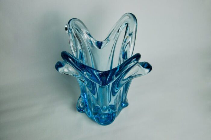 italian blue vase in murano glass from seguso 1970 6