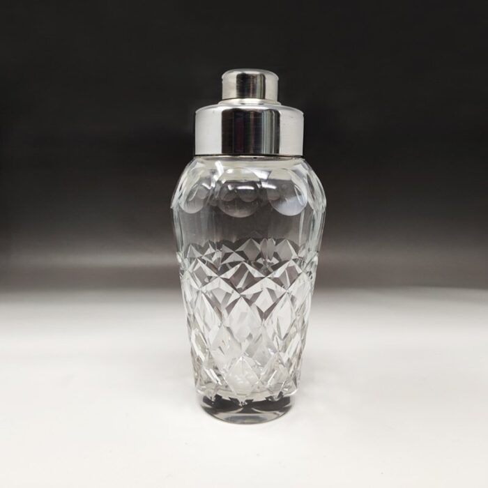 italian bohemian cut crystal cocktail shaker 1950s 1