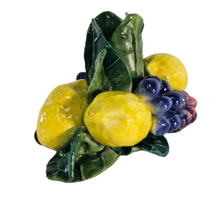 italian capodimonte style figural lemons grapes candle holder 9263