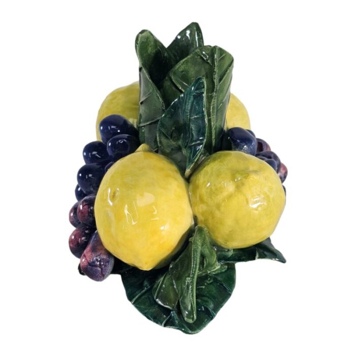 italian capodimonte style figural lemons grapes candle holder 9448