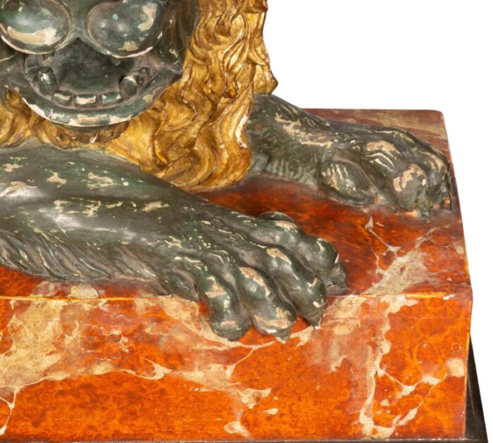 italian carved wood and painted reclining lion 2247