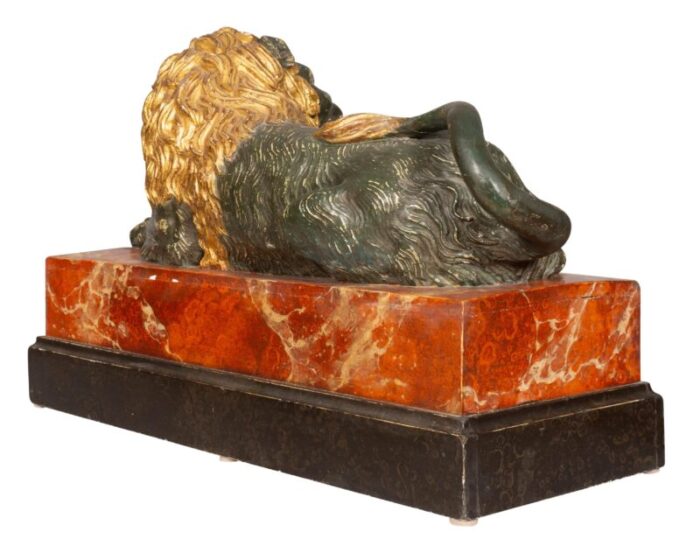 italian carved wood and painted reclining lion 3153